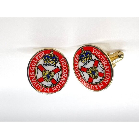 Vintage Bad Golfer Award Enamel Cufflinks Funny Gift Golfer Gift Made In Germany - Picture 1 of 3